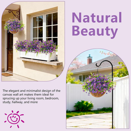 Artificial Flowers Hanging Baskets, Multicolor 12 Bundles Faux Flower with