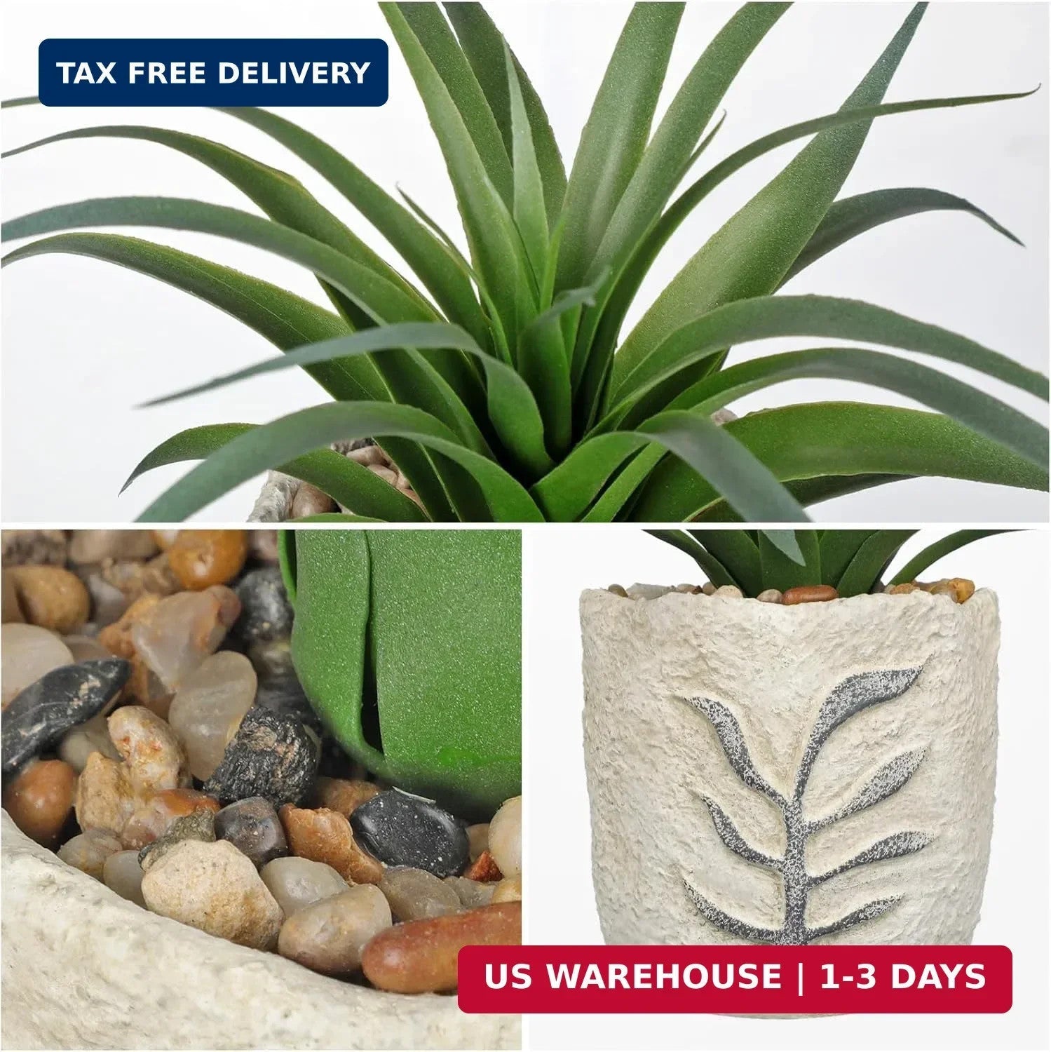 Hollyone 2 Pack Small Artificial Succulents Plants Potted Fake Spiked Succulent